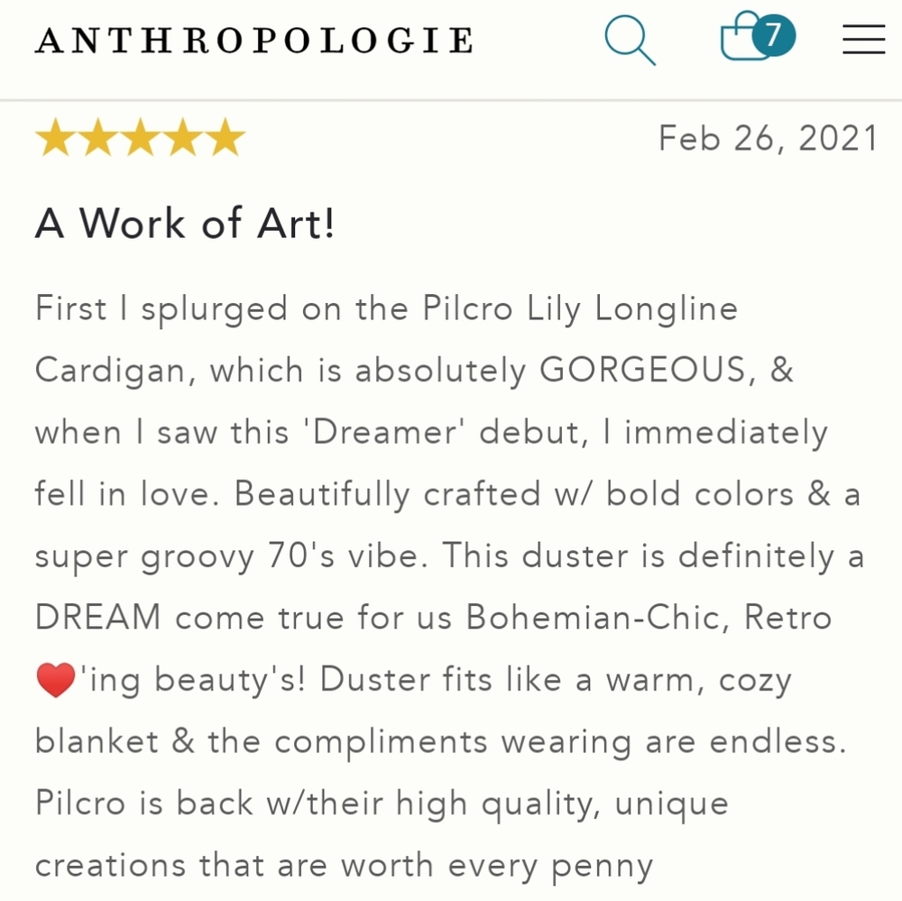 ANTHROPOLOGIE Pilcro Dreamer Deco Striped Duster Cardi $198/A WORK OF ART/2020' - Picture 10 of 16